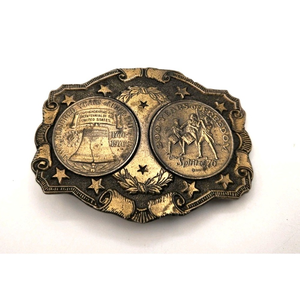 Lewis Spirit Of Freedom 1776-1976 United States 2 Coin Token Brass Belt Buckle
